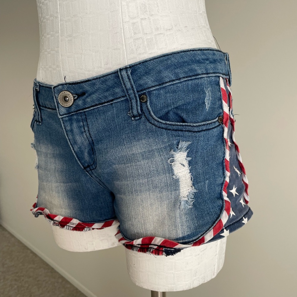 Rue21 Red White and Blue Jean Shorts with Cuffs